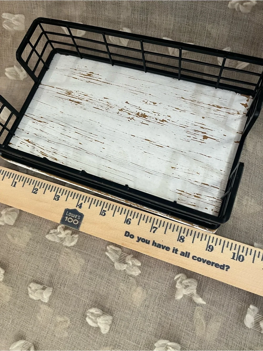 Black Wire & White Distressed Wood Farmhouse Napkin Tray